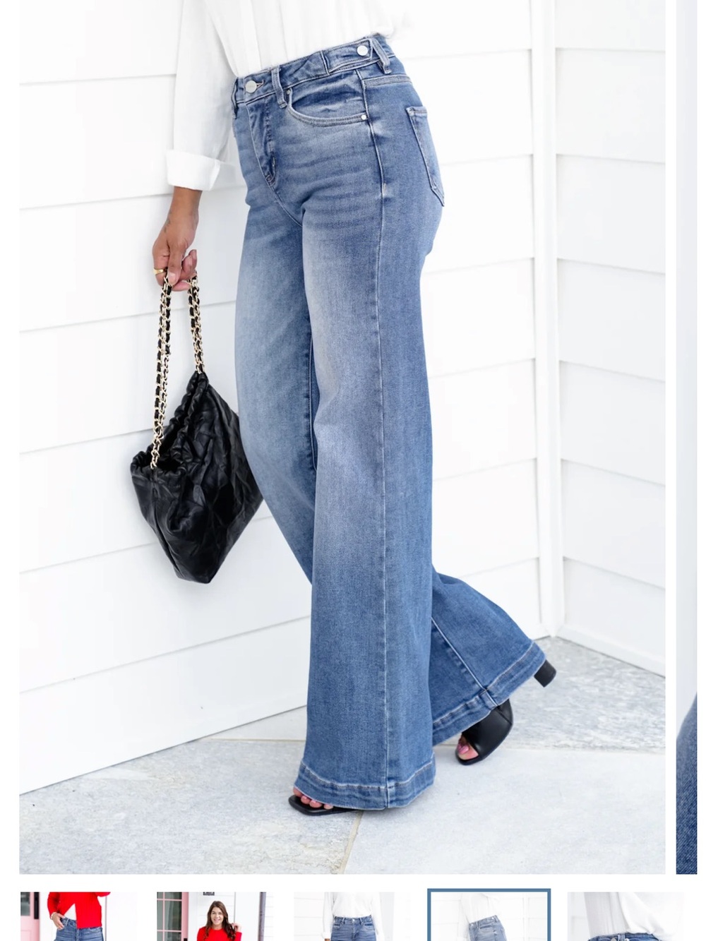 Risen Wide Leg Light Blue Women’s Jeans with adjustable waist